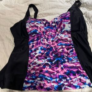 Christina Blue Printed Tankini Top 16 D CUP